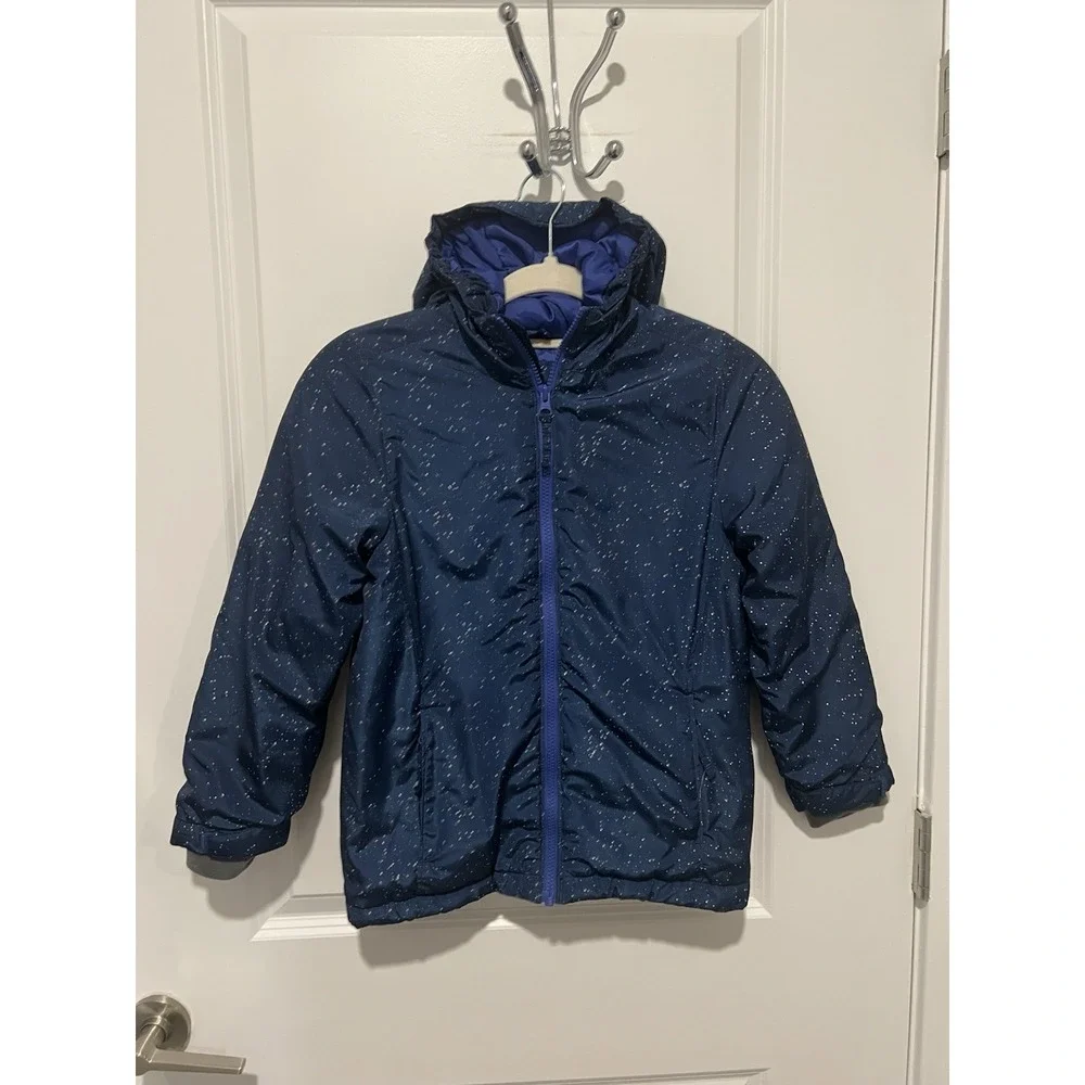 Lands' End‎ Girls Insulated Winter Jacket Night Sky Print Size Medium (8)